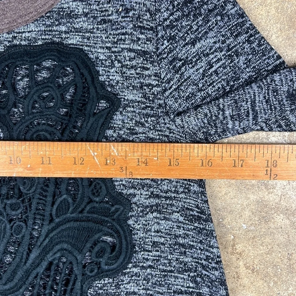 Free People Gray and Black Patterned Tunic Top Size: small